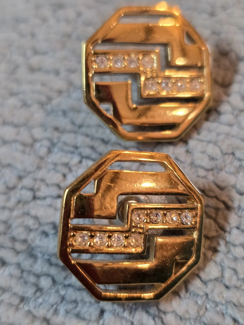 Avon Centenial Gold Tone Octagonal Crystal Accent Earrings - Women Jewelry